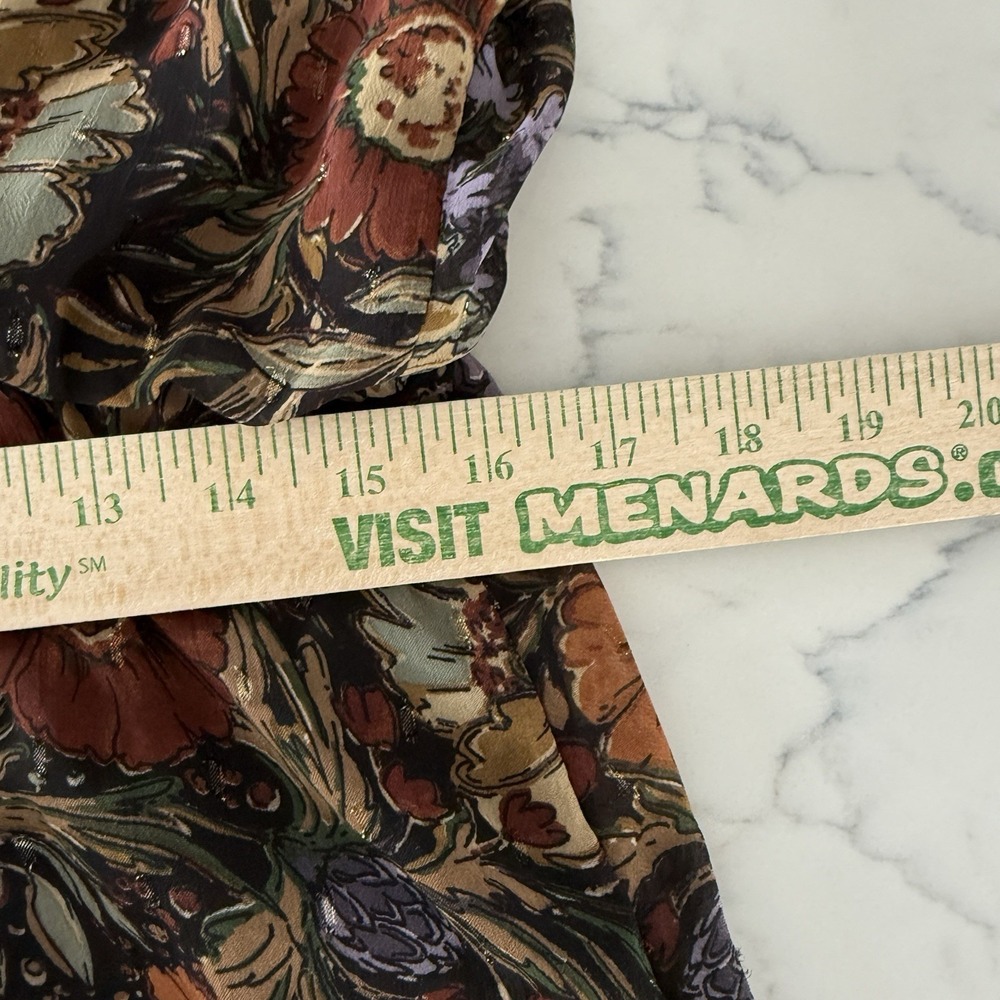 Piper & Scoot Floral Midi Dress L Sheer Long Sleeve Lined Black Boho Dark Floral - Picture 12 of 14